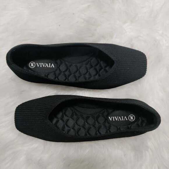 Vivaia Margot Walker Black Square-Toe Flats Women Size 35 Sustainable Knit - Picture 1 of 8